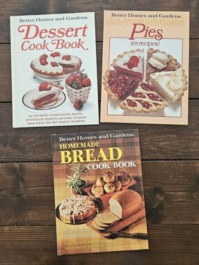 Vintage Better Homes And Gardens Hardcover Three Cookbook Lot - Baking, Desserts